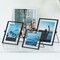 Fabulaxe Modern Metal Floating Tabletop Photo Picture Frame with Glass Cover and Easel Stand, Black 4 x 6 QI004066.BK.M - alternate 3